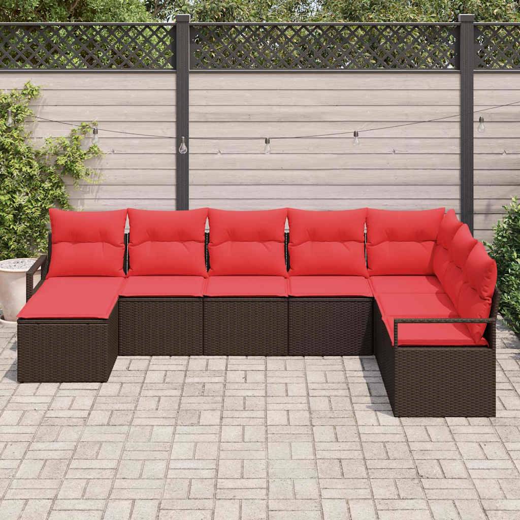 vidaXL Sofa Set mit Kissen 8 pcs Braun Poly Rattan