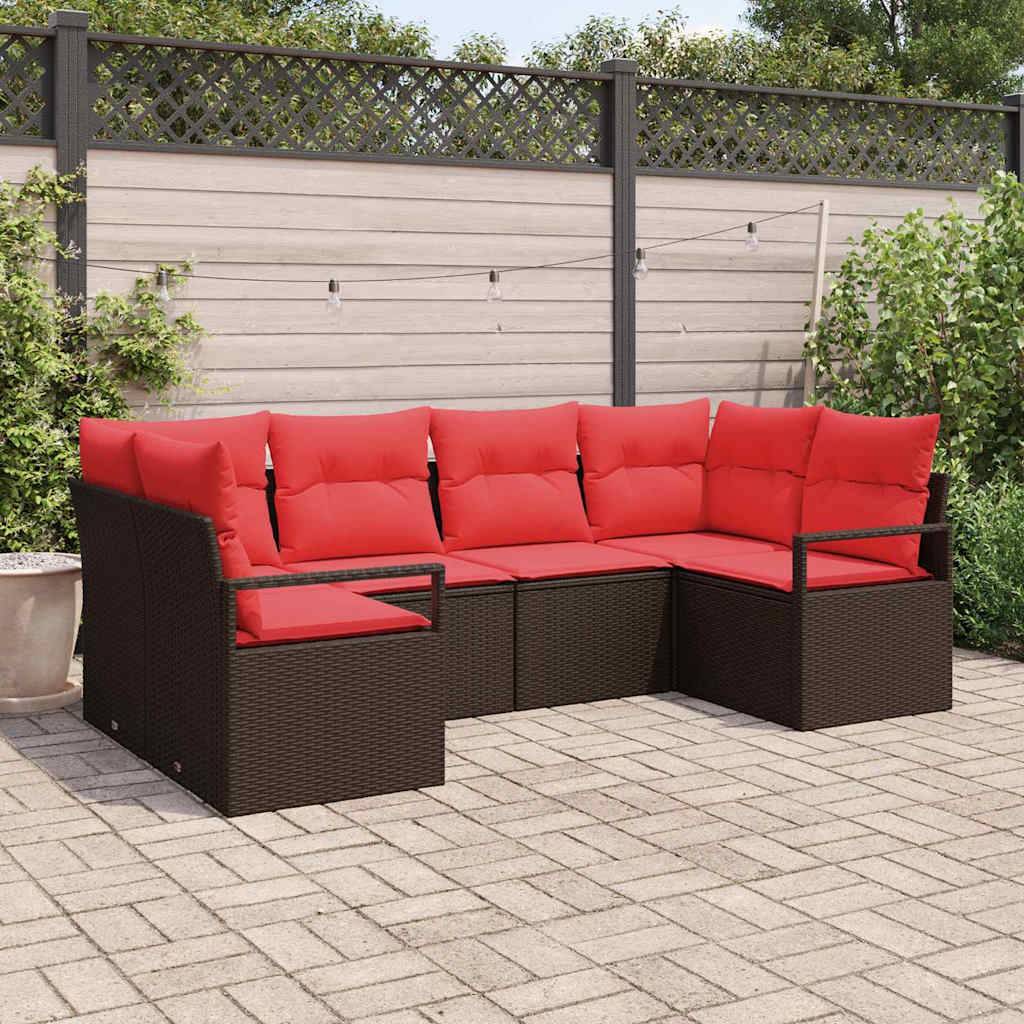 vidaXL Sofa Set mit Kissen 6 pcs Braun Poly Rattan