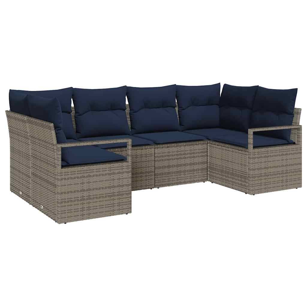 vidaXL Sofa Set mit Kissen 6 pcs Grau Poly Rattan