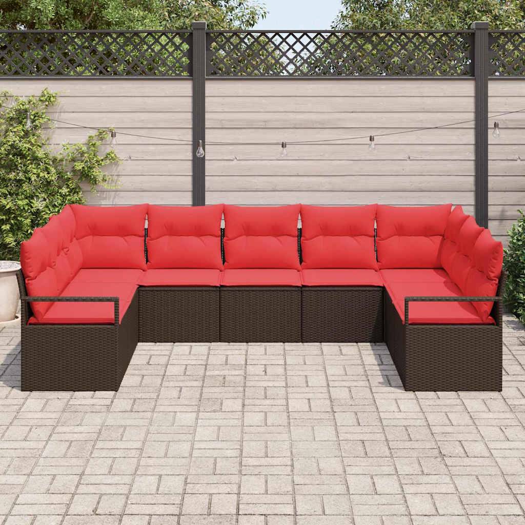 vidaXL Sofa Set mit Kissen 7 pcs Braun Poly-Rattan