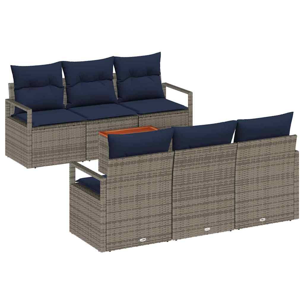 vidaXL Gartensofa-set mit Kissen 7 pcs Grau Poly-Rattan