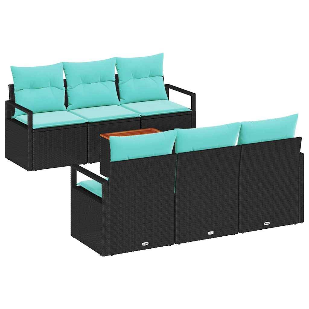 vidaXL Gartensofa-set mit Kissen 7 pcs Schwarz Poly-Rattan