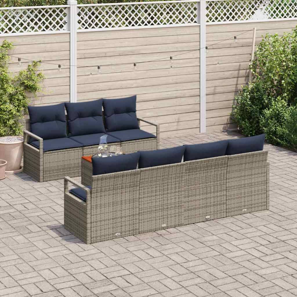 vidaXL Gartensofa-set mit Kissen 8 pcs Grau Poly-Rattan