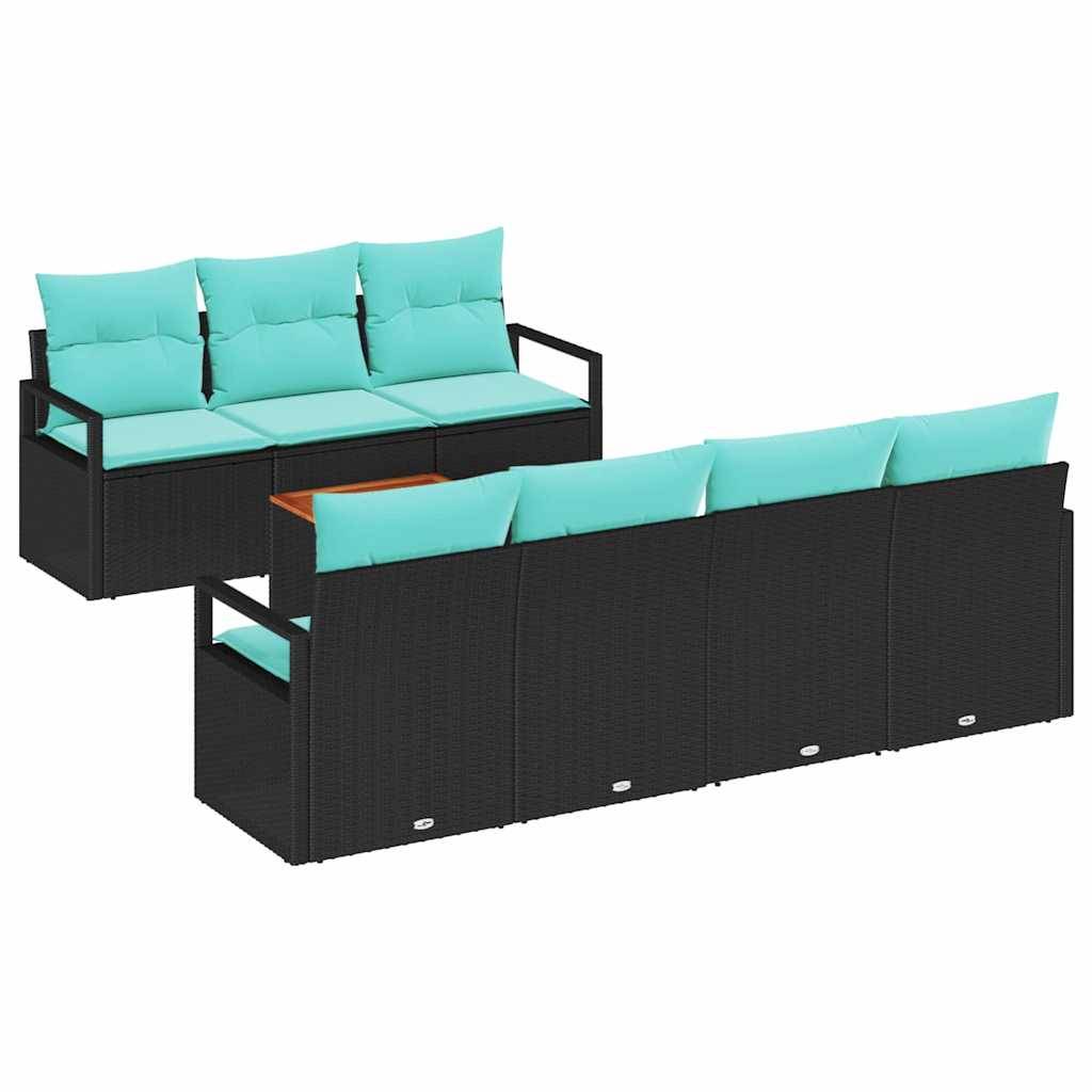 vidaXL Gartensofa-set mit Kissen 8 pcs Schwarz Poly-Rattan