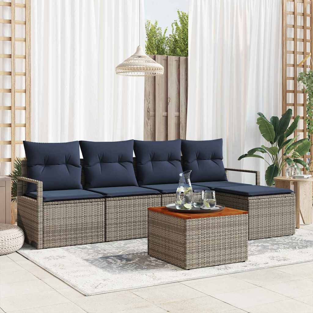vidaXL Gartensofa-set mit Kissen 6 pcs Grau Poly-Rattan