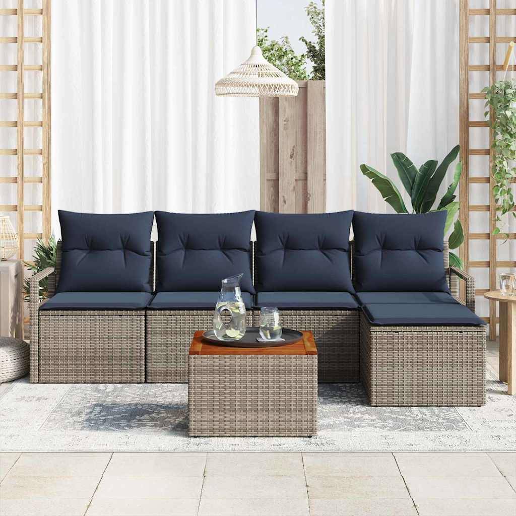 vidaXL Gartensofa-set mit Kissen 6 pcs Grau Poly-Rattan
