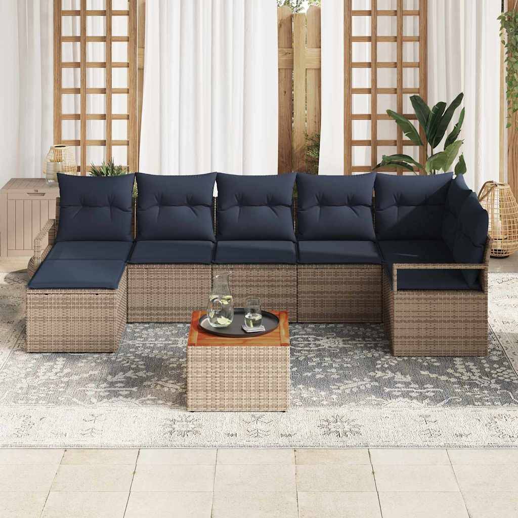vidaXL Gartensofa-set mit Kissen 8 pcs Grau Poly-Rattan