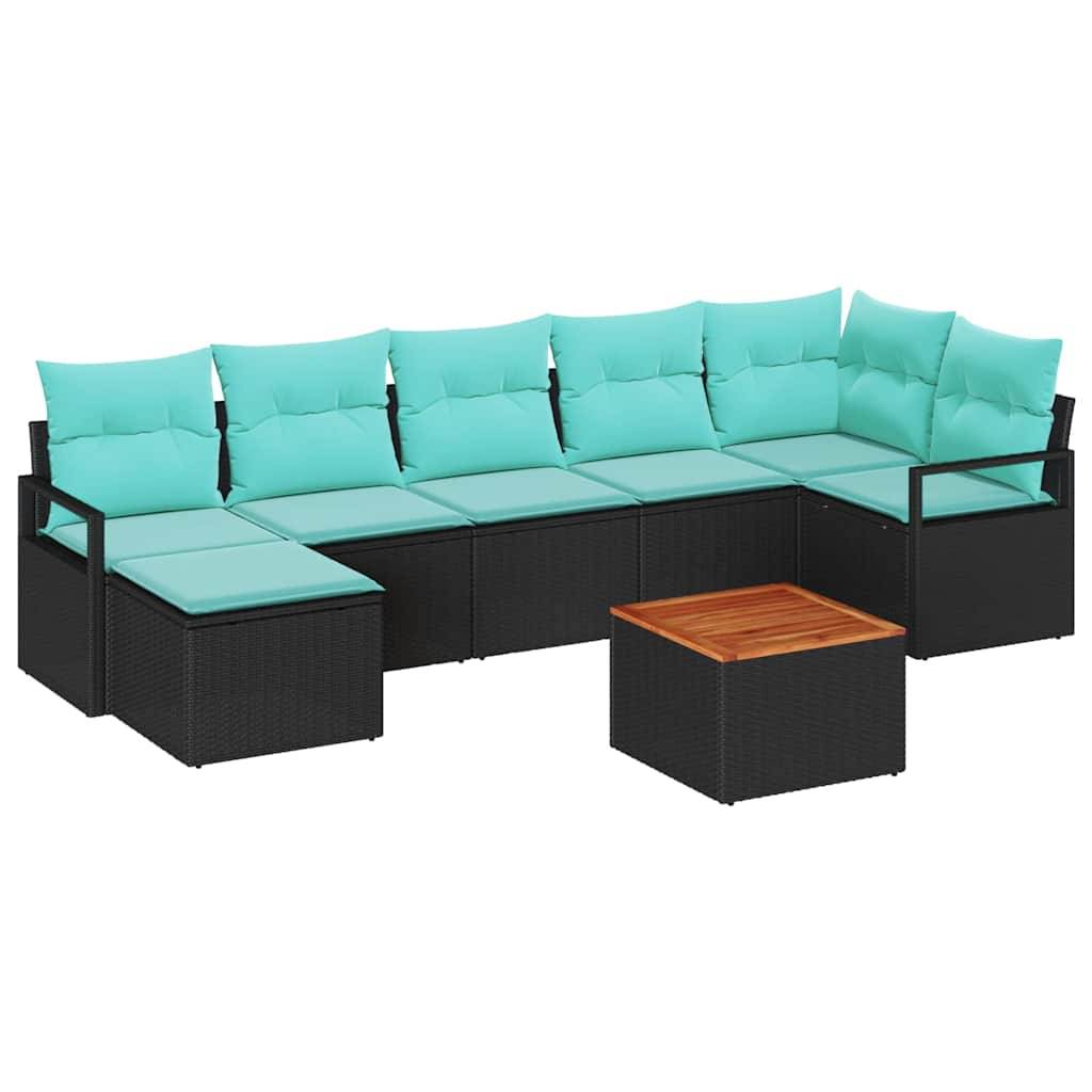 vidaXL Gartensofa-set mit Kissen 8 pcs Schwarz Poly-Rattan