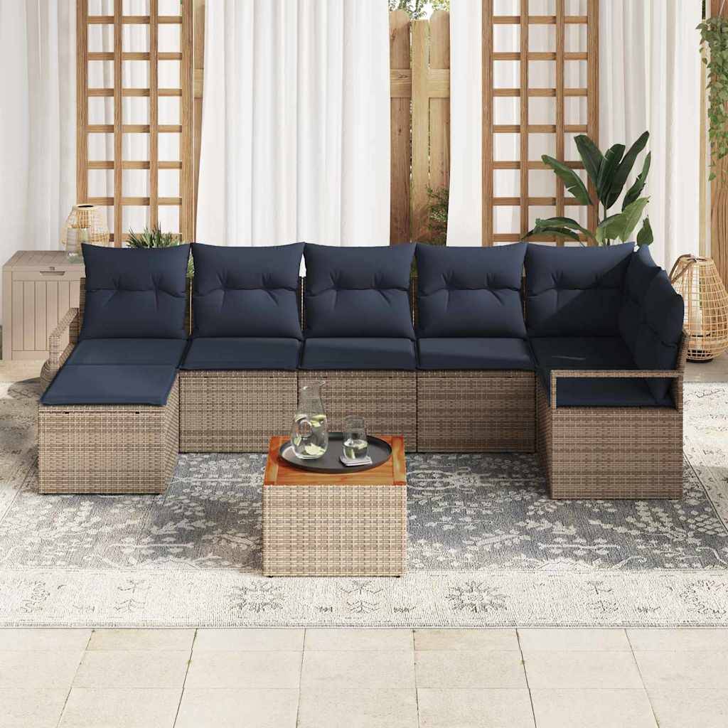 vidaXL Gartensofa-set mit Kissen 9 pcs Grau Poly-Rattan