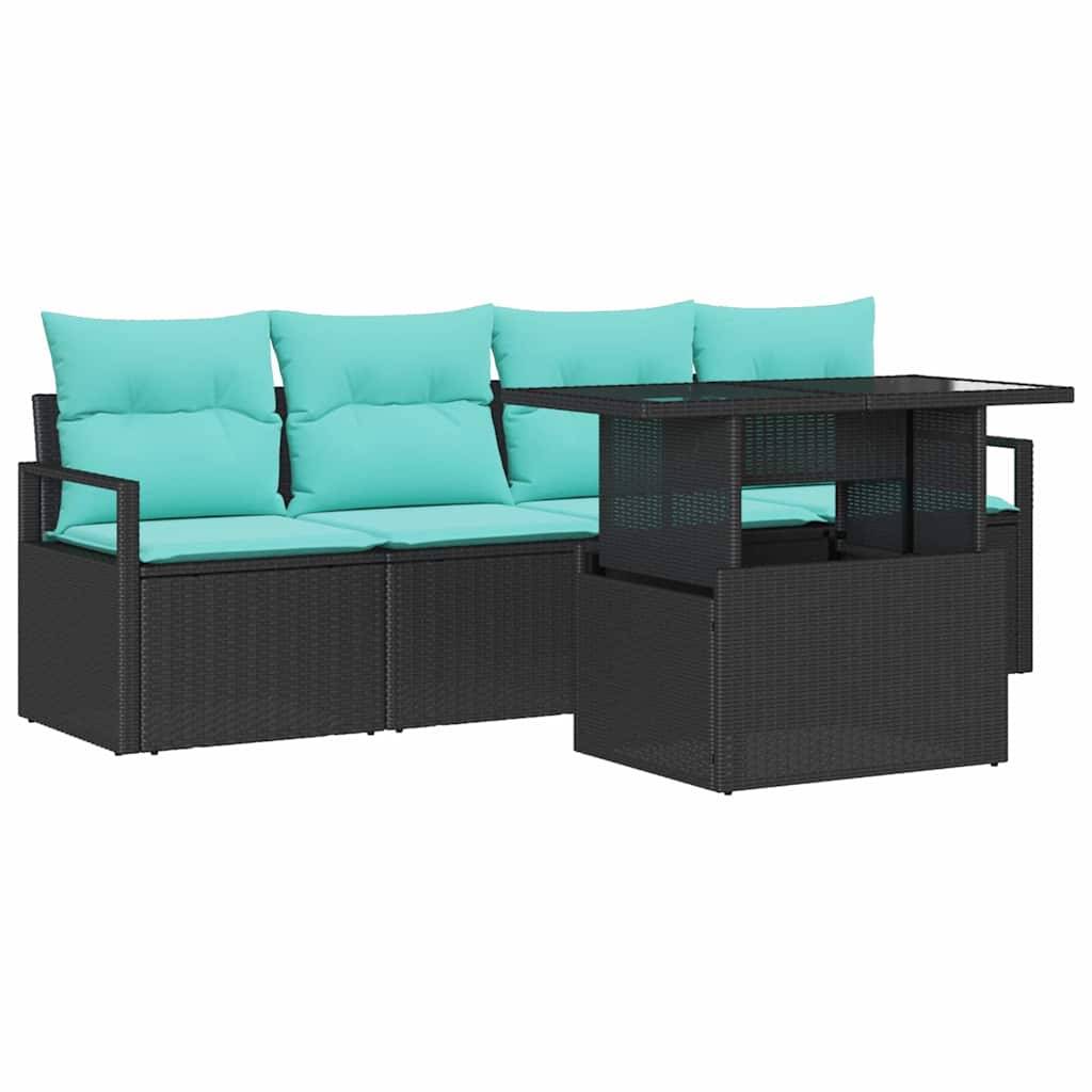 vidaXL Gartensofa-set mit Speicher 5 pcs Schwarz Poly-Rattan