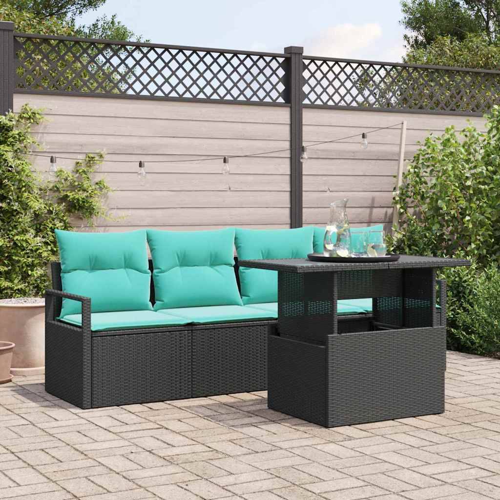 vidaXL Gartensofa-set mit Speicher 5 pcs Schwarz Poly-Rattan