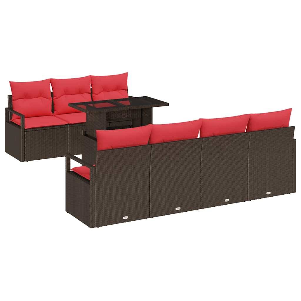 vidaXL Garten-Sofa-Set mit Speicher 8 pcs Braun Poly Rattan