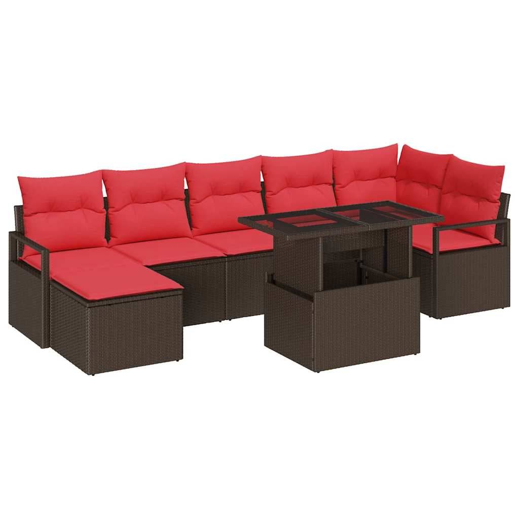 vidaXL Garten-Sofa-Set mit Speicher 8 pcs Braun Poly Rattan
