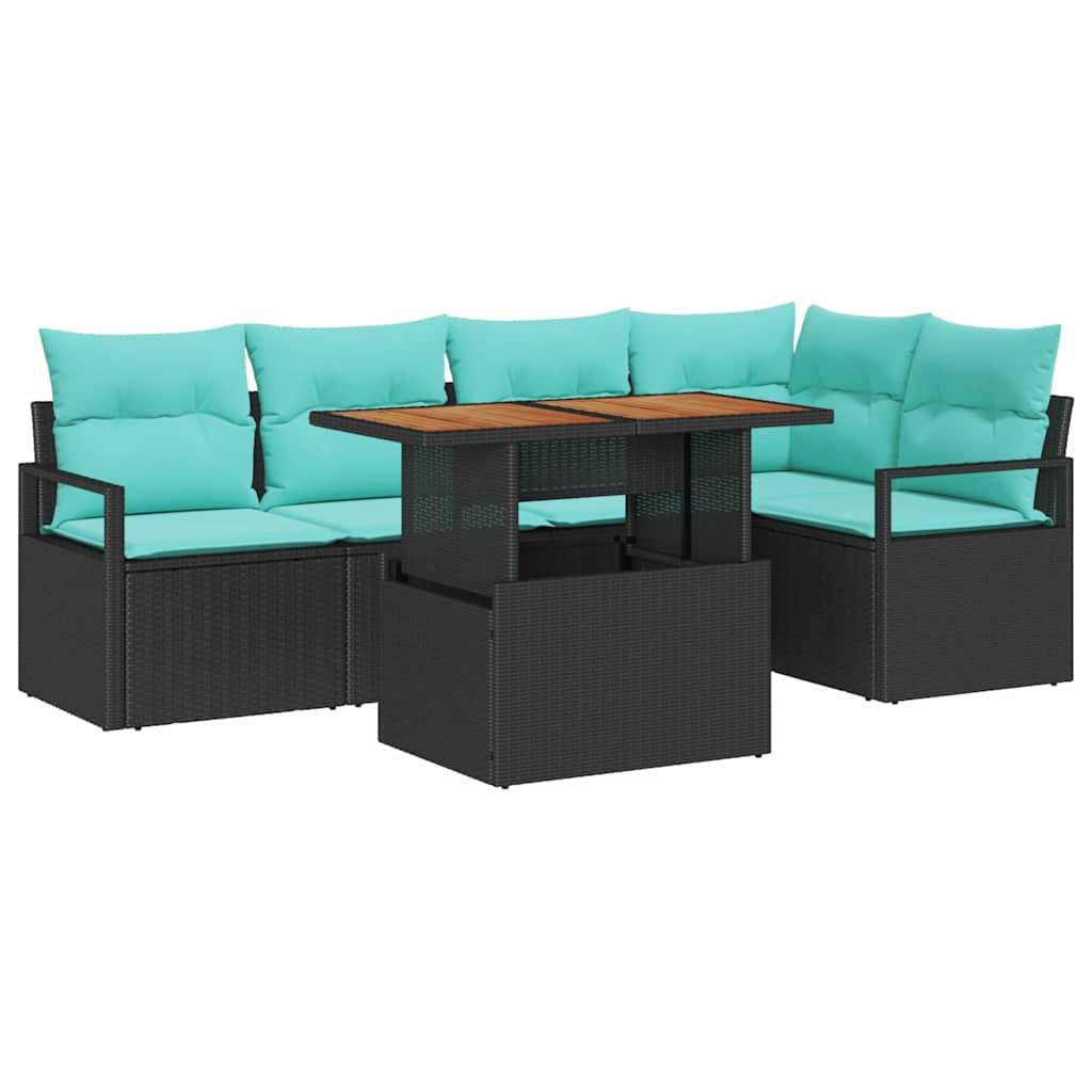 vidaXL Garten Essgruppe mit Kissen 6 pcs Schwarz und Teal