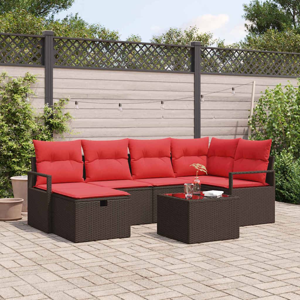 vidaXL Gartensofa-set mit Kissen mit Speicher Poly-Rattan