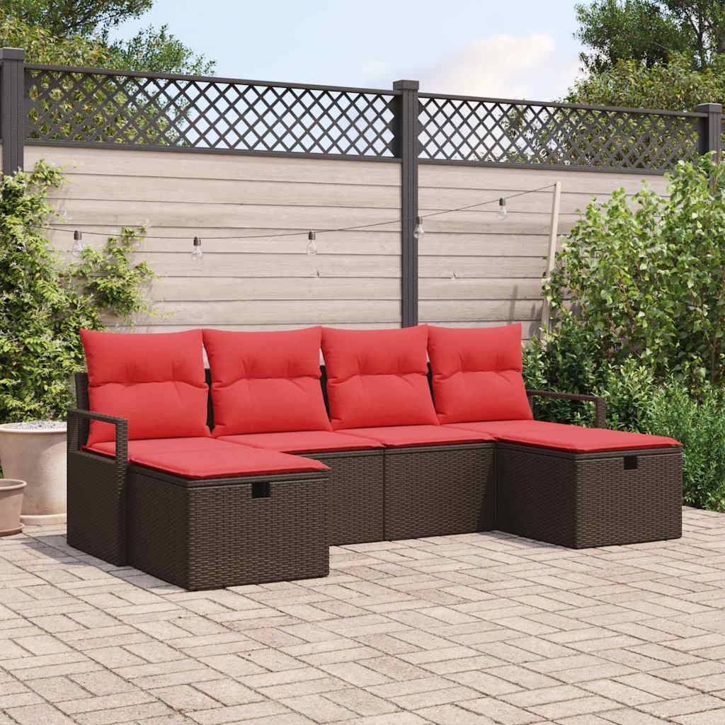 vidaXL Sofa Set mit Kissen 5 pcs Poly-Rattan