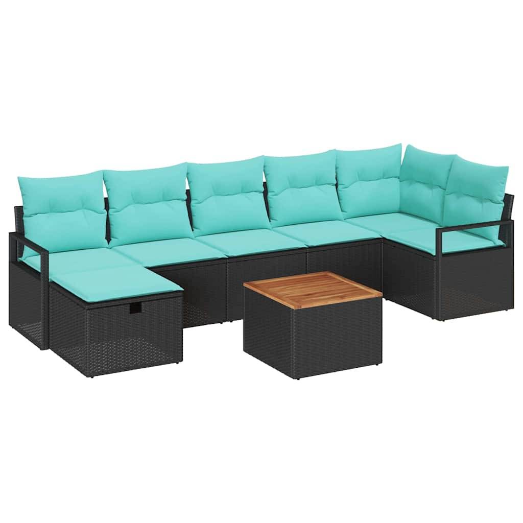 vidaXL Gartensofa-set mit Kissen 8 pcs Schwarz Poly-Rattan