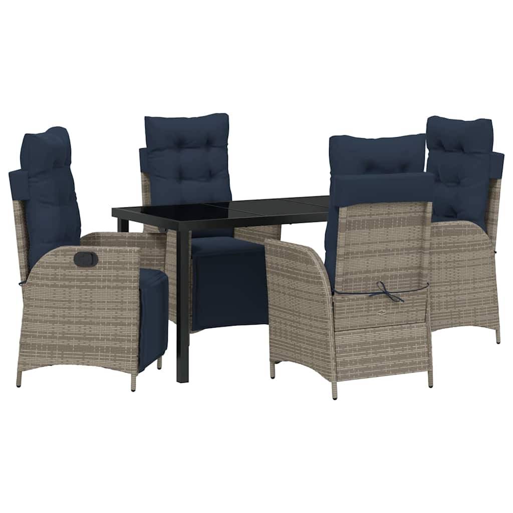 vidaXL Garten Essgruppe mit Kissen 5 pcs Grau und Schwarz Rattan