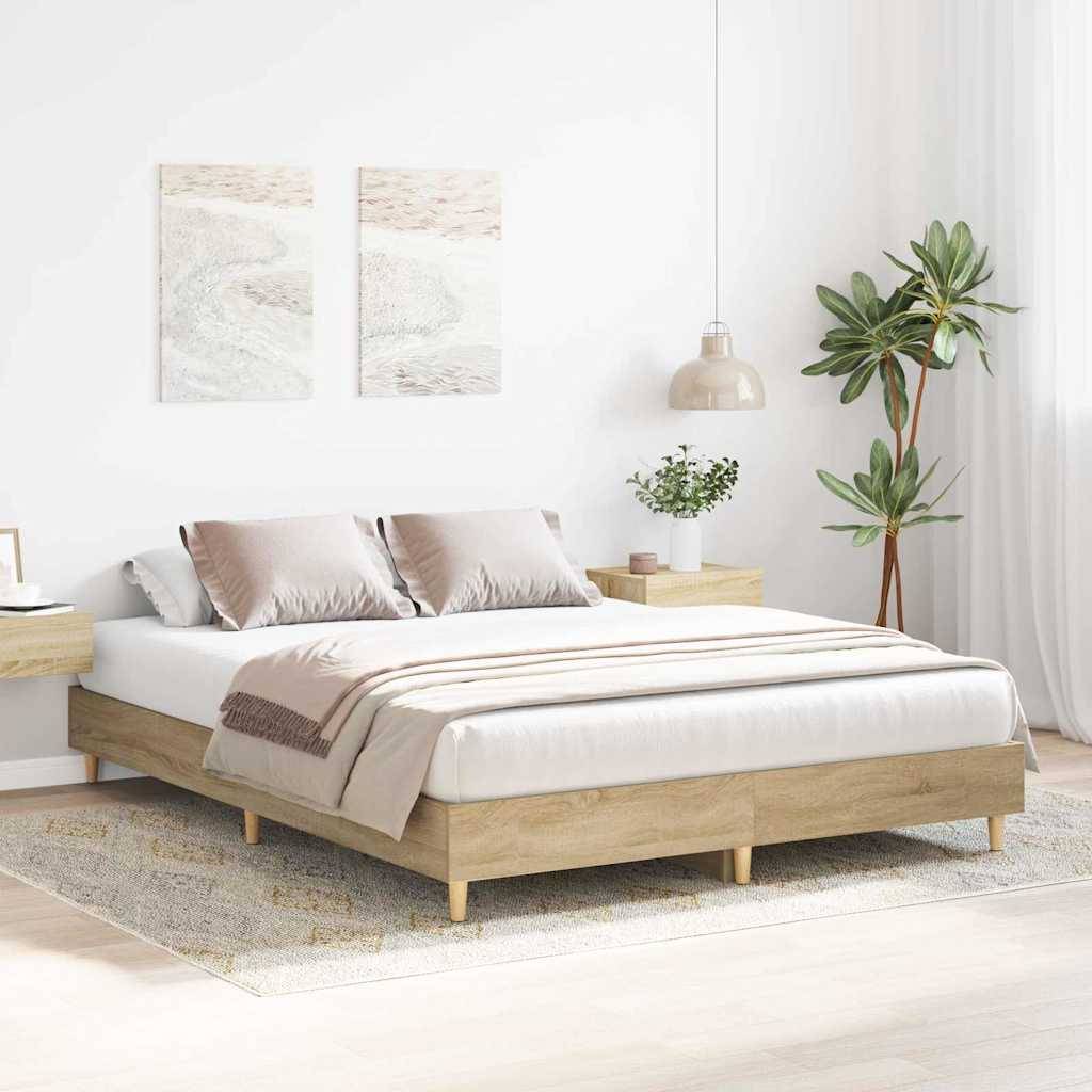 vidaXL Bettrahmen Sonoma 152 x 203 cm Holzwerkstoff