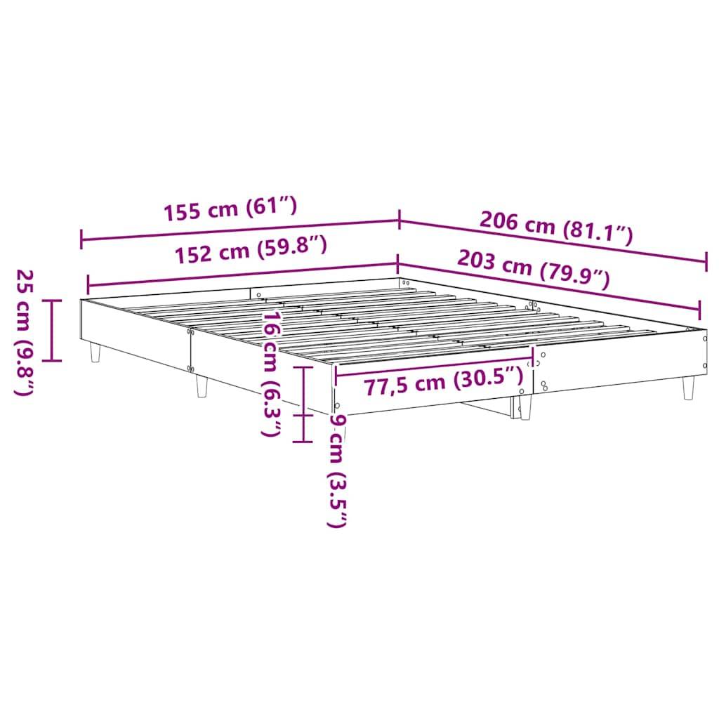 vidaXL Bettrahmen Sonoma 152 x 203 cm Holzwerkstoff