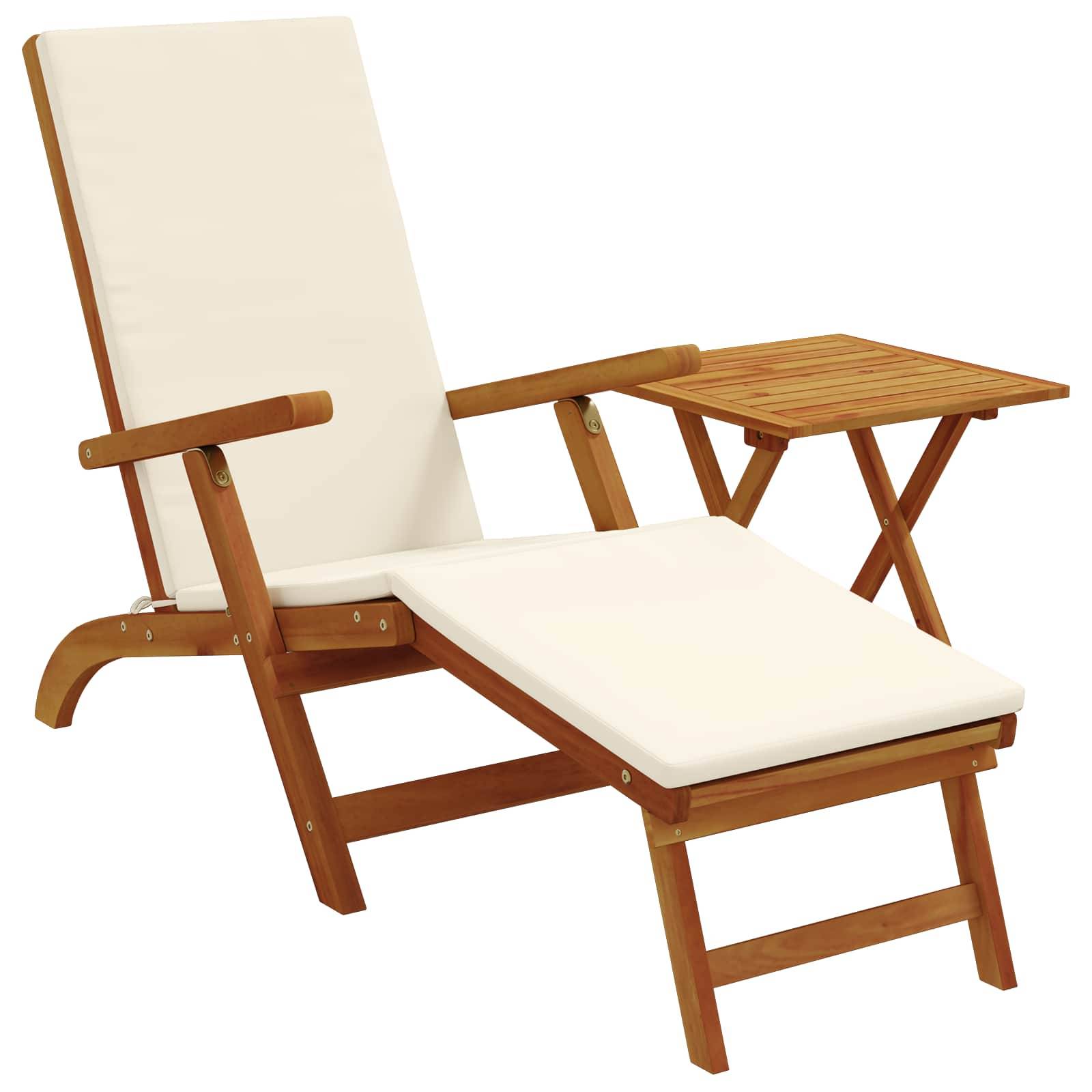 vidaXL Liegestuhl zum Verstellen und Klappen 2 pcs Cremeweiß