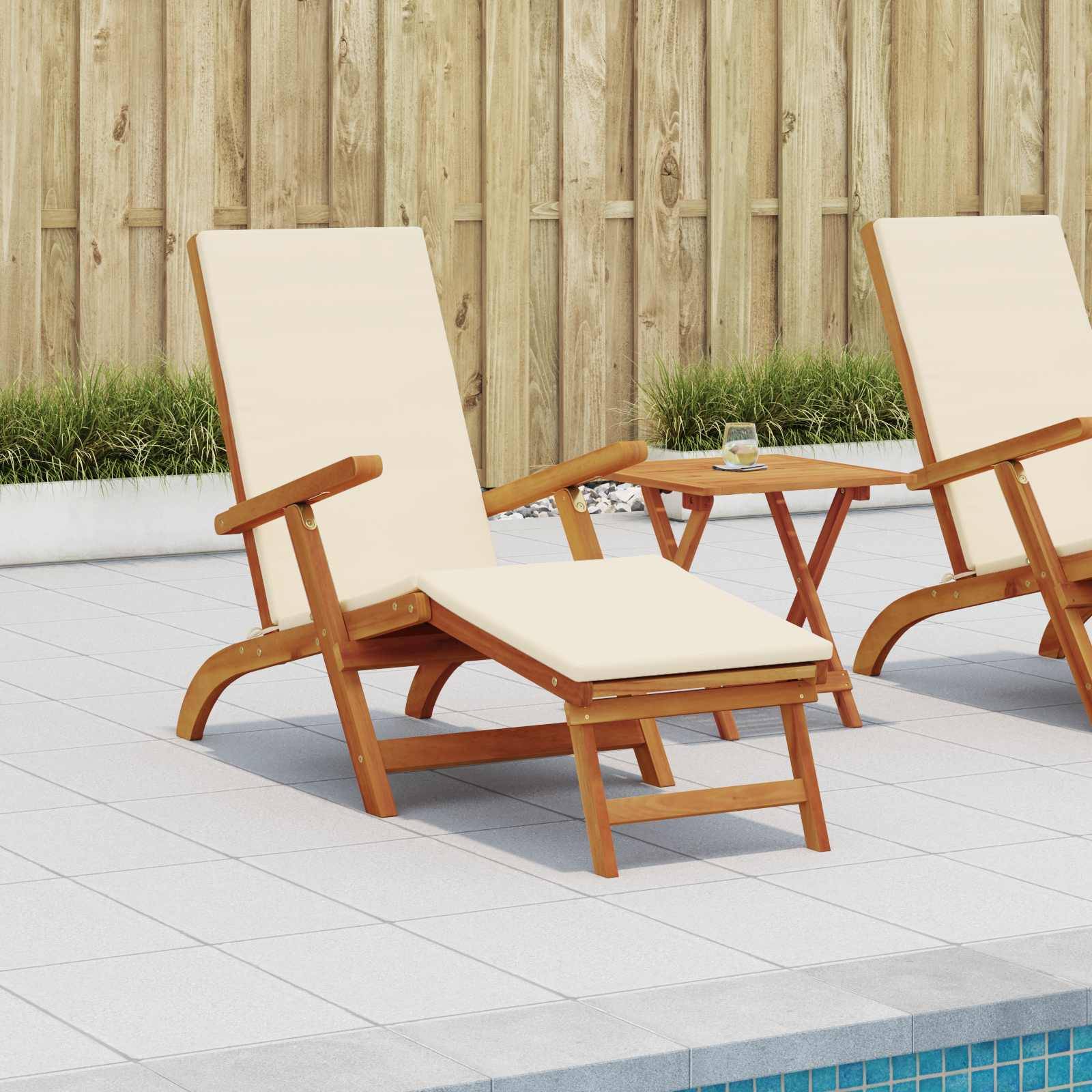 vidaXL Liegestuhl zum Verstellen und Klappen 2 pcs Cremeweiß