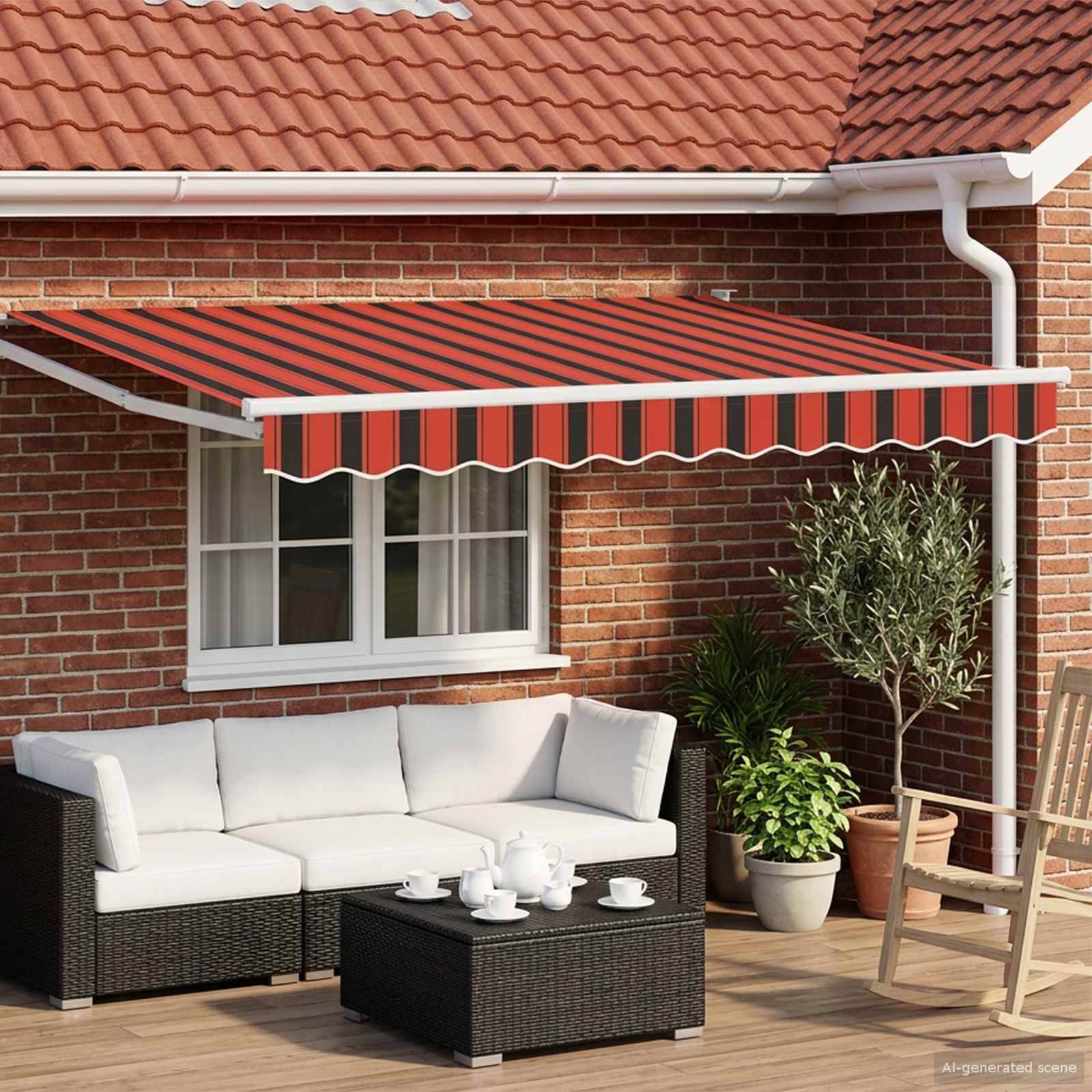 vidaXL Elektrische ausziehbare Markise Orange, Braun, Weiß 3,5 x 2,5 m