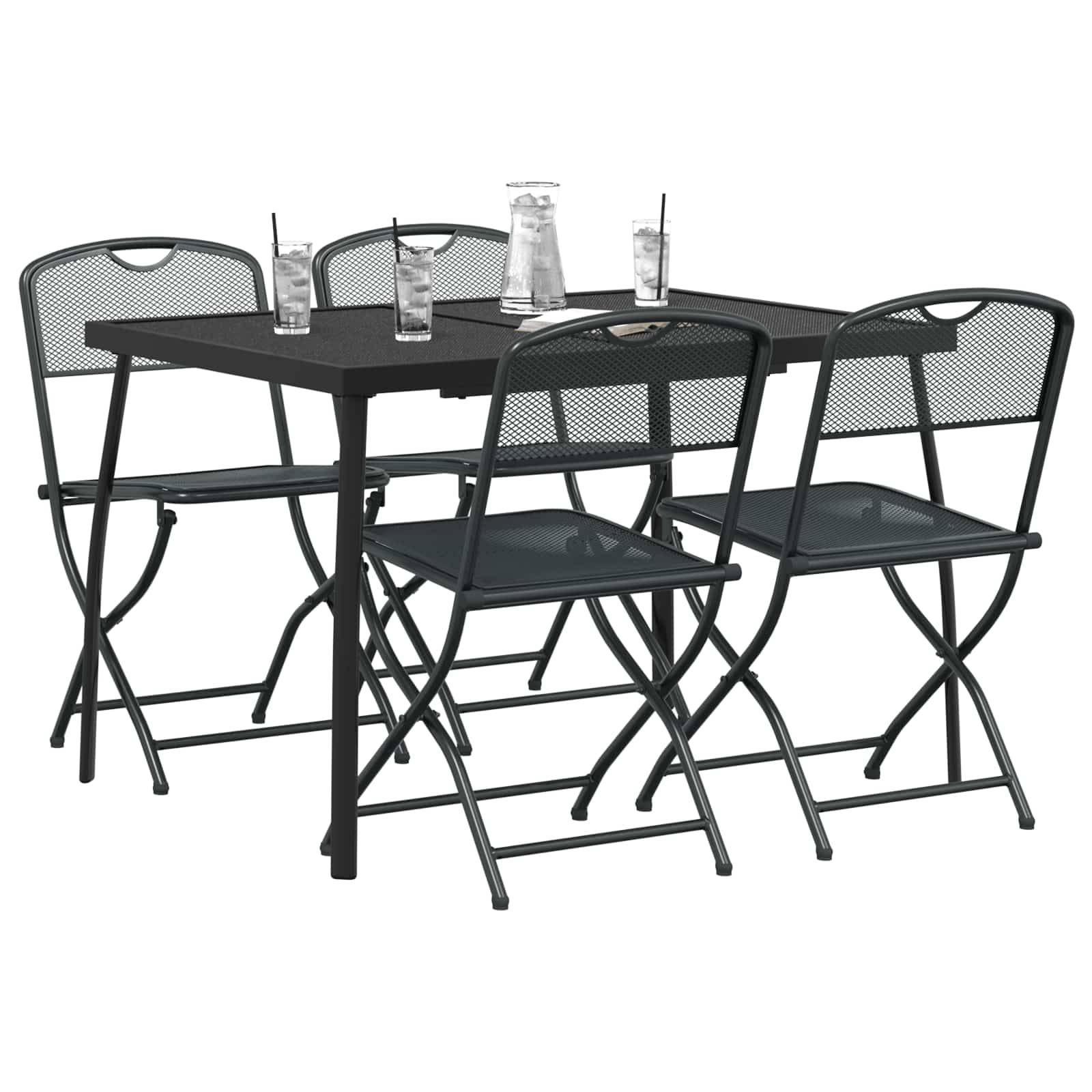 vidaXL Gartenmöbel Set 5 pcs Anthrazit Eisen und Stahl