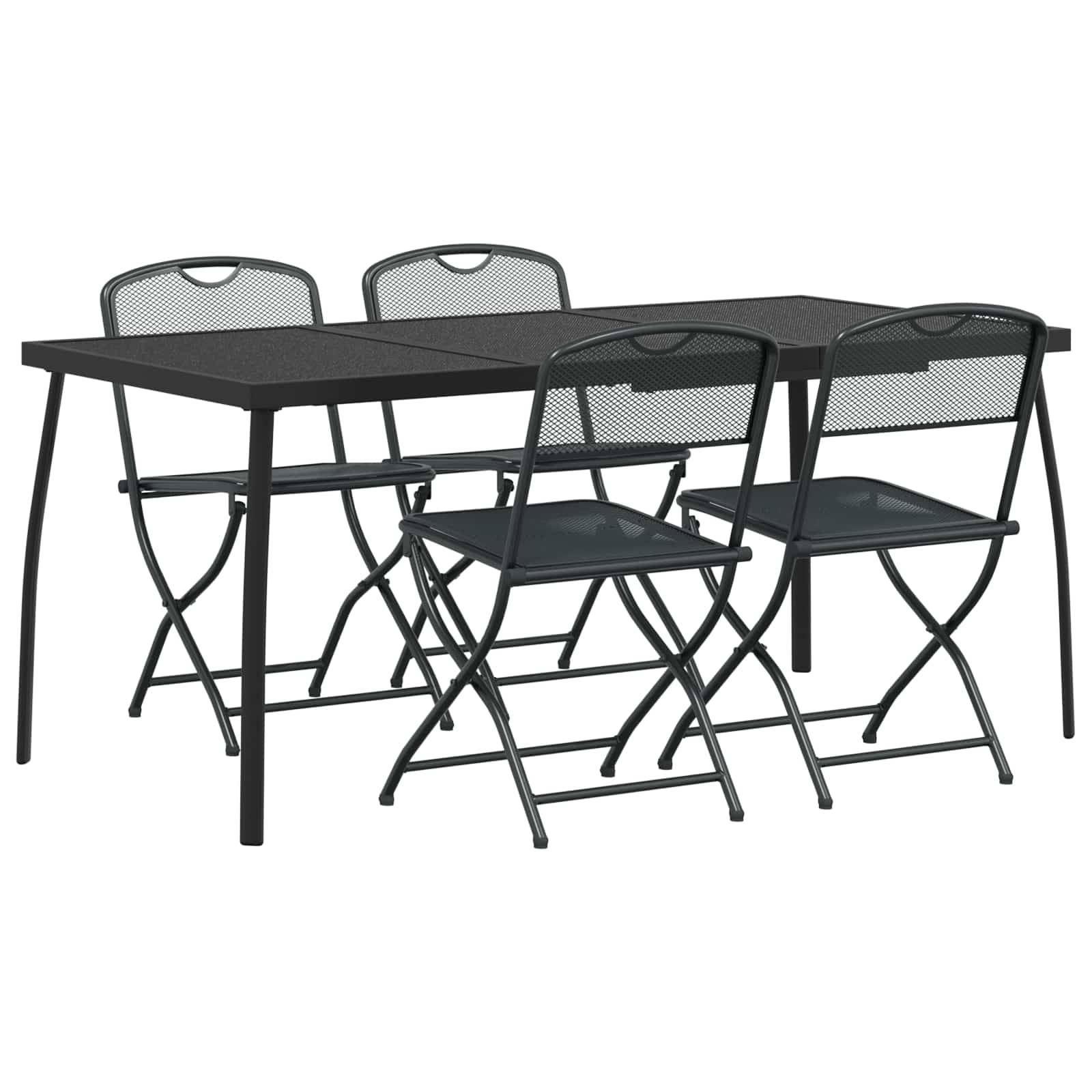 vidaXL Gartenmöbel Set 5 pcs Anthrazit Eisen und Stahl