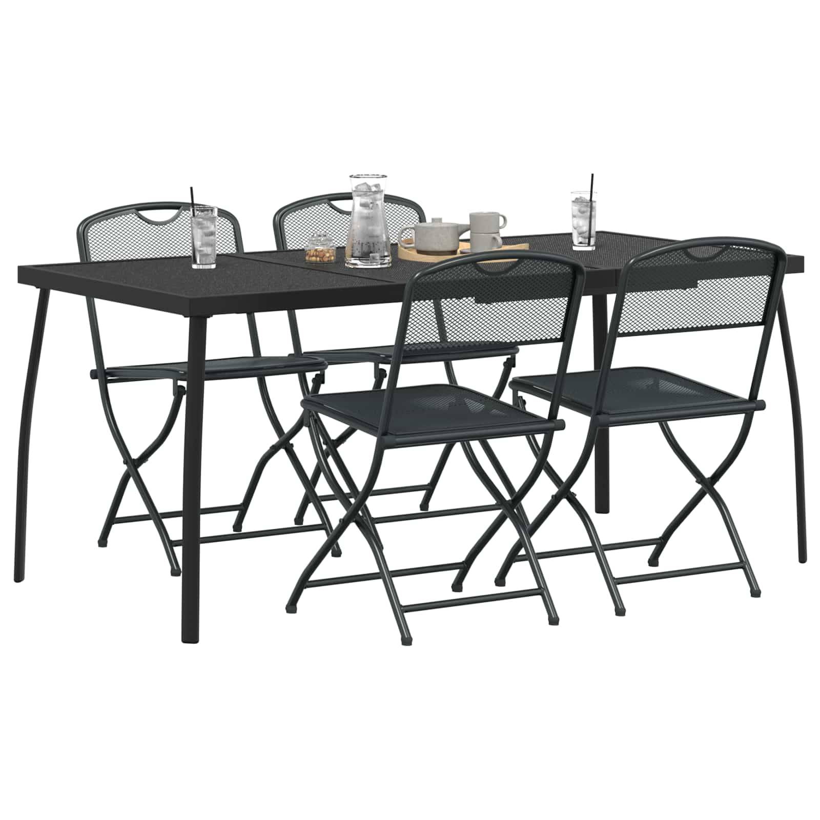 vidaXL Gartenmöbel Set 5 pcs Anthrazit Eisen und Stahl