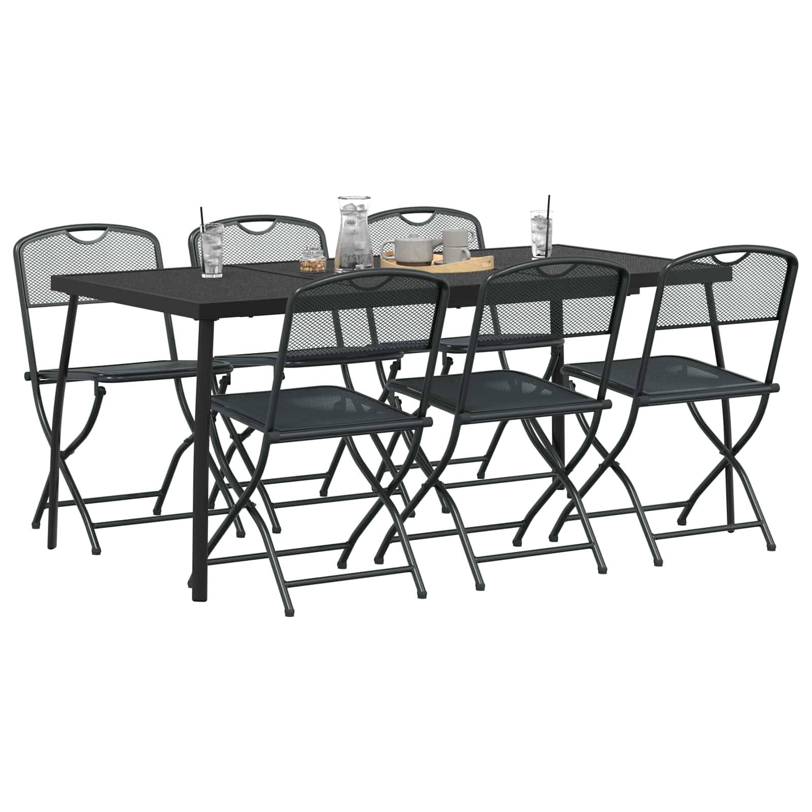 vidaXL Gartenmöbel Set 7 pcs Anthrazit Eisen und Stahl