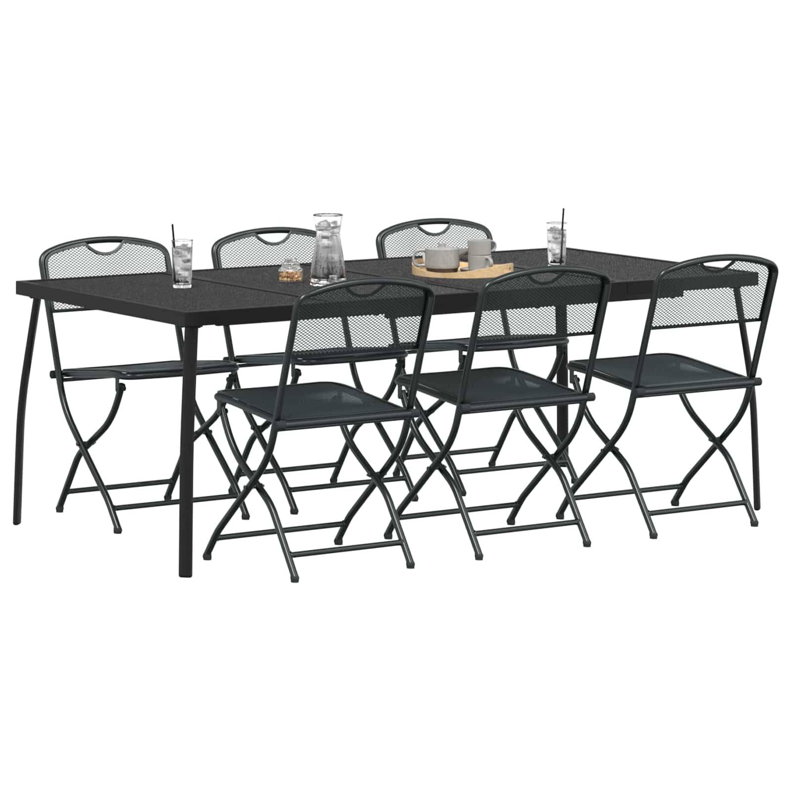 vidaXL Gartenmöbel Set 7 pcs Anthrazit Eisen und Stahl