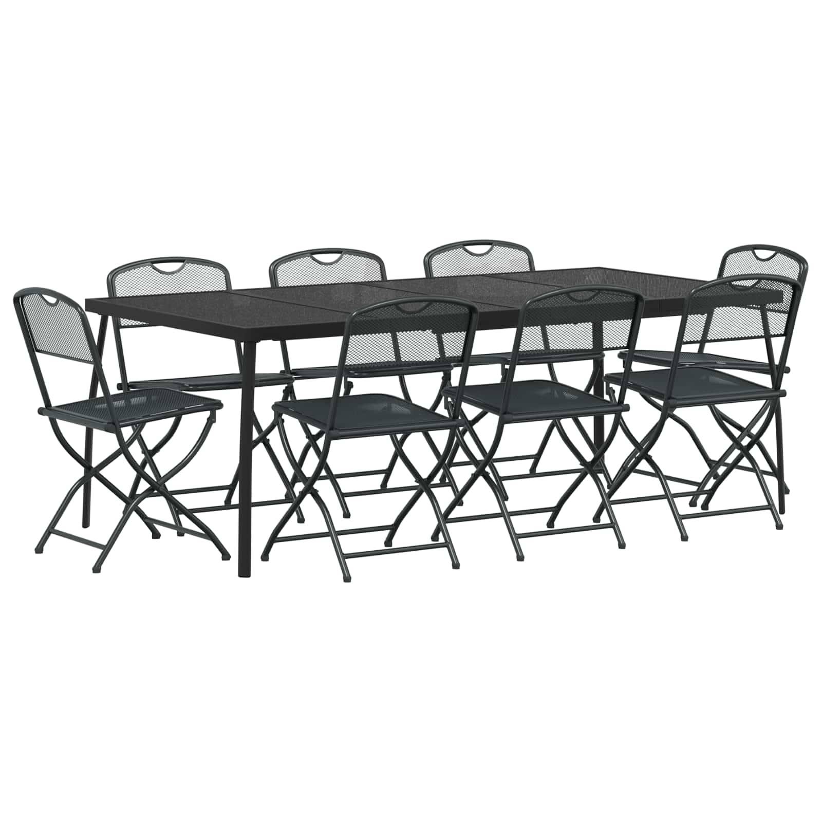 vidaXL Gartenmöbel Set 9 pcs Anthrazit Eisen und Stahl