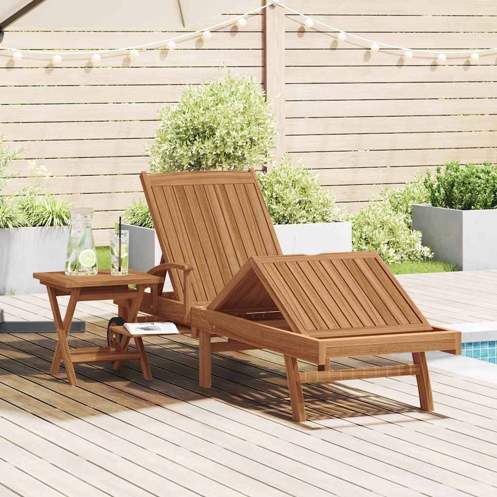 vidaXL Sonnenliege mit Kissen 1-Person 2 pcs Braun Massivholz Teak