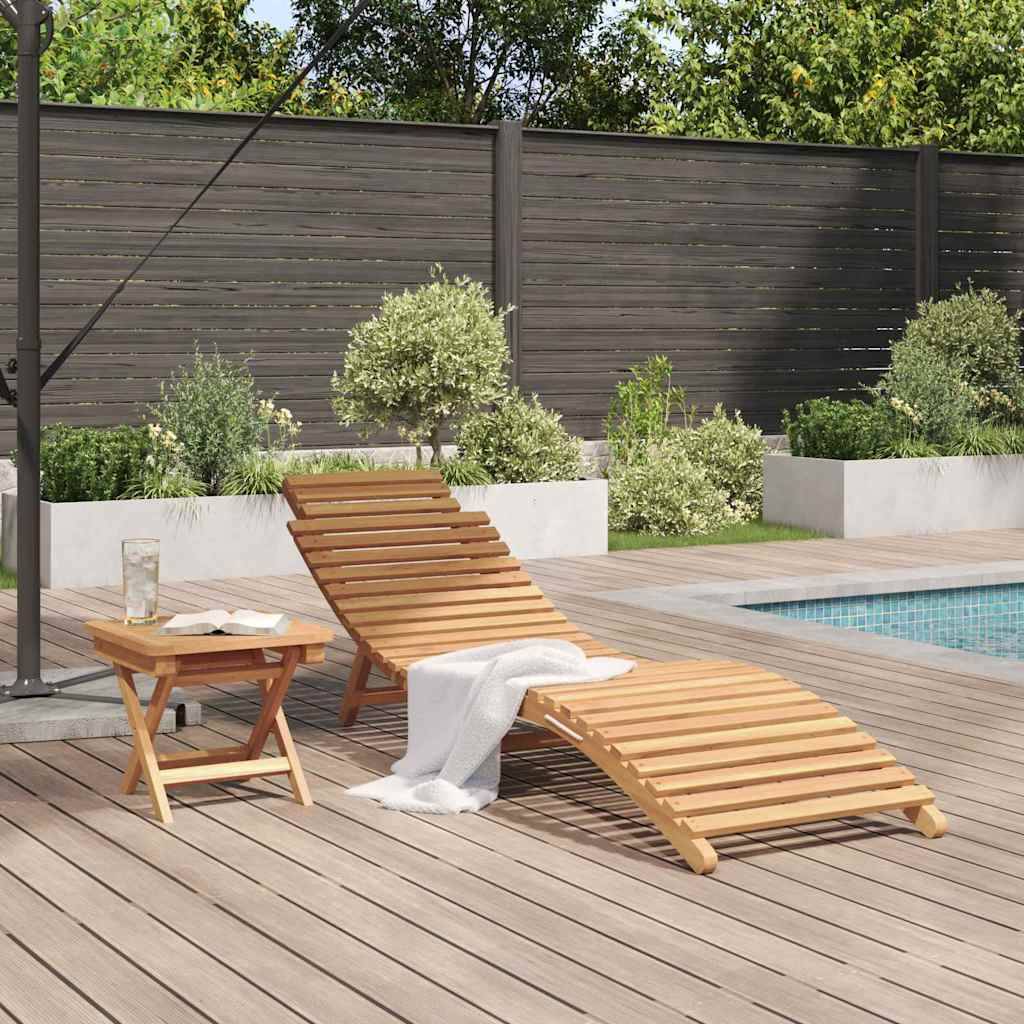 vidaXL Sonnenliege 2 pcs Braun Massivholz Teak