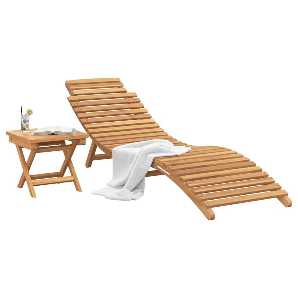 vidaXL Sonnenliege 2 pcs Braun Massivholz Teak