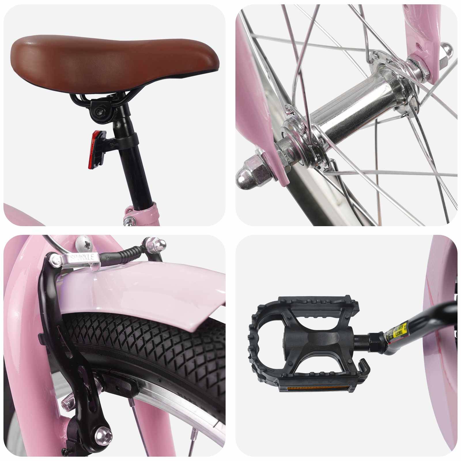 vidaXL Kinderfahrrad 18 Zoll für 5-7 Jahre alt Hellrosa