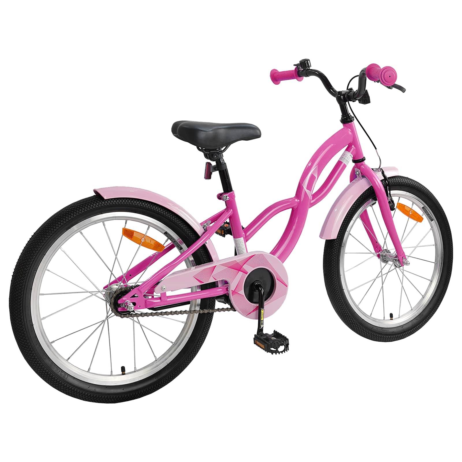 vidaXL Kinderfahrrad 18 Zoll für 5-7 Jahre alt Dunkelrosa