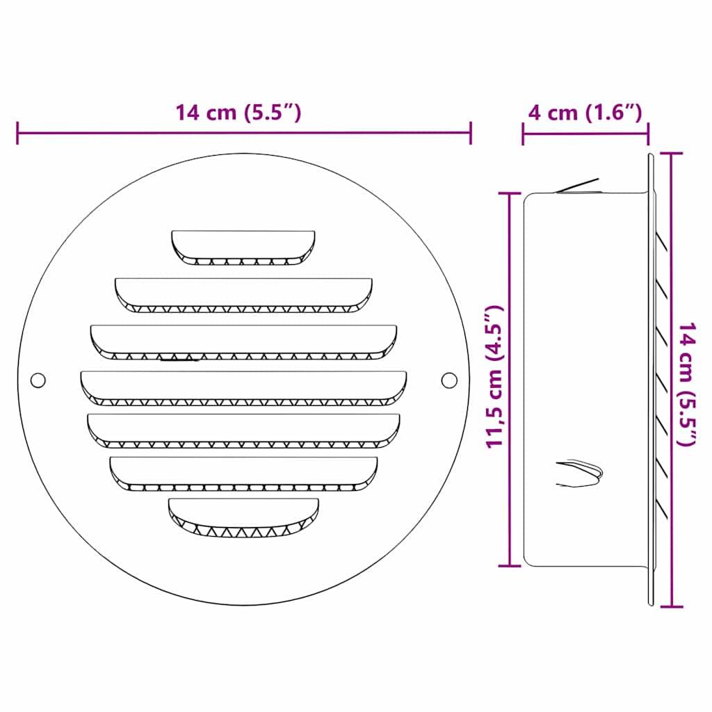vidaXL Lüftungsgitter 4 pcs Silber 125 mm Edelstahl