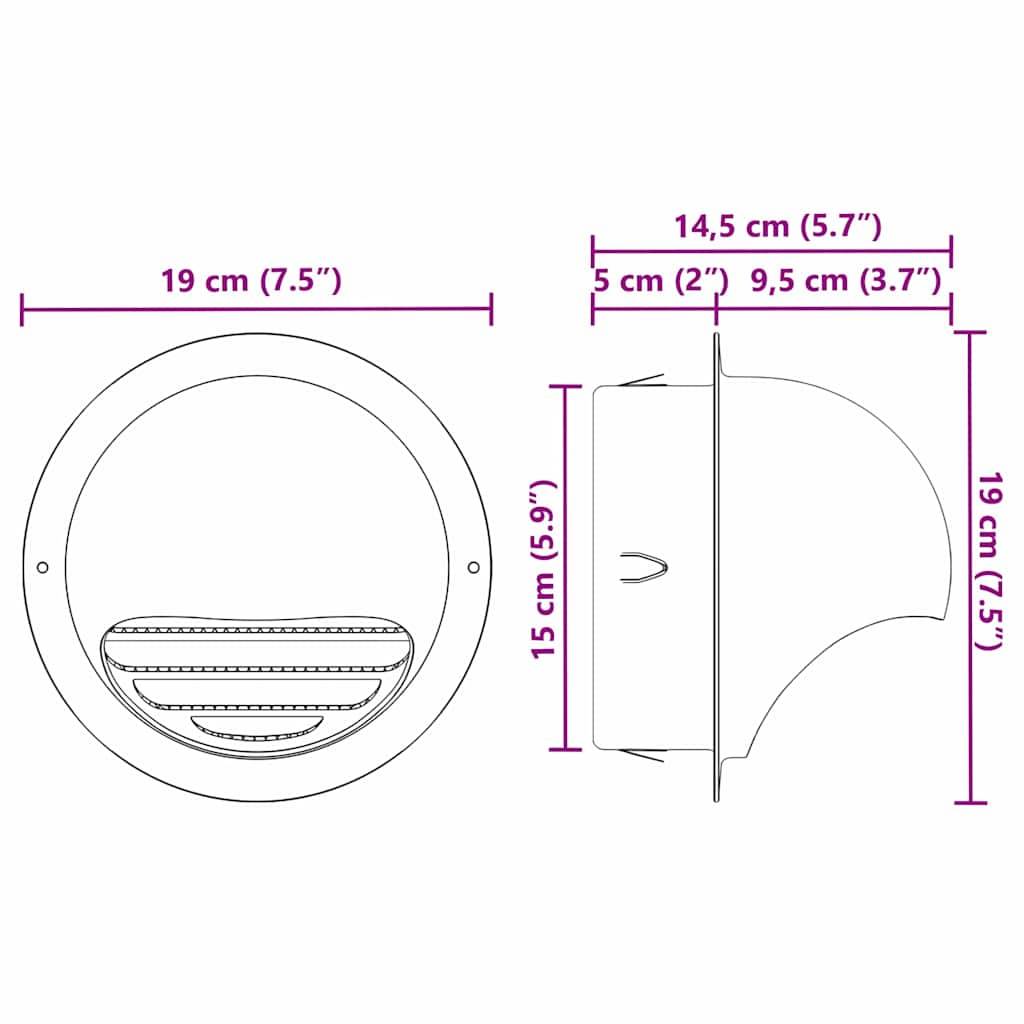 vidaXL Lüftungsgitter 2 pcs Silber 150 mm Edelstahl