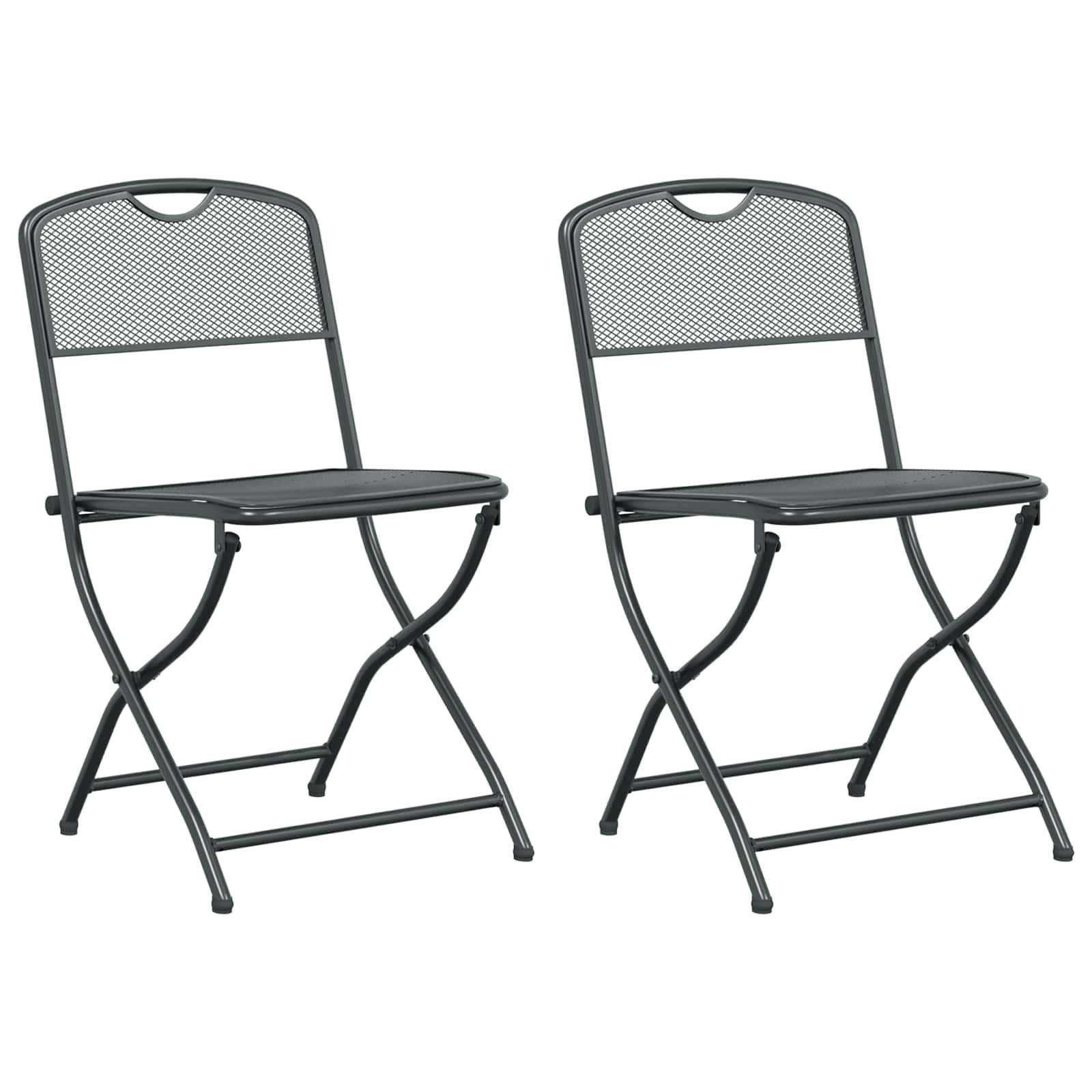vidaXL Gartenstühle 2 pcs Anthrazit 52,5 x 46 x 82 cm Eisen