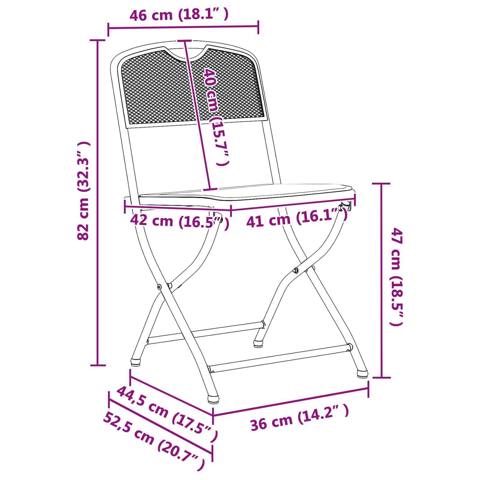 vidaXL Gartenstühle 2 pcs Anthrazit 52,5 x 46 x 82 cm Eisen
