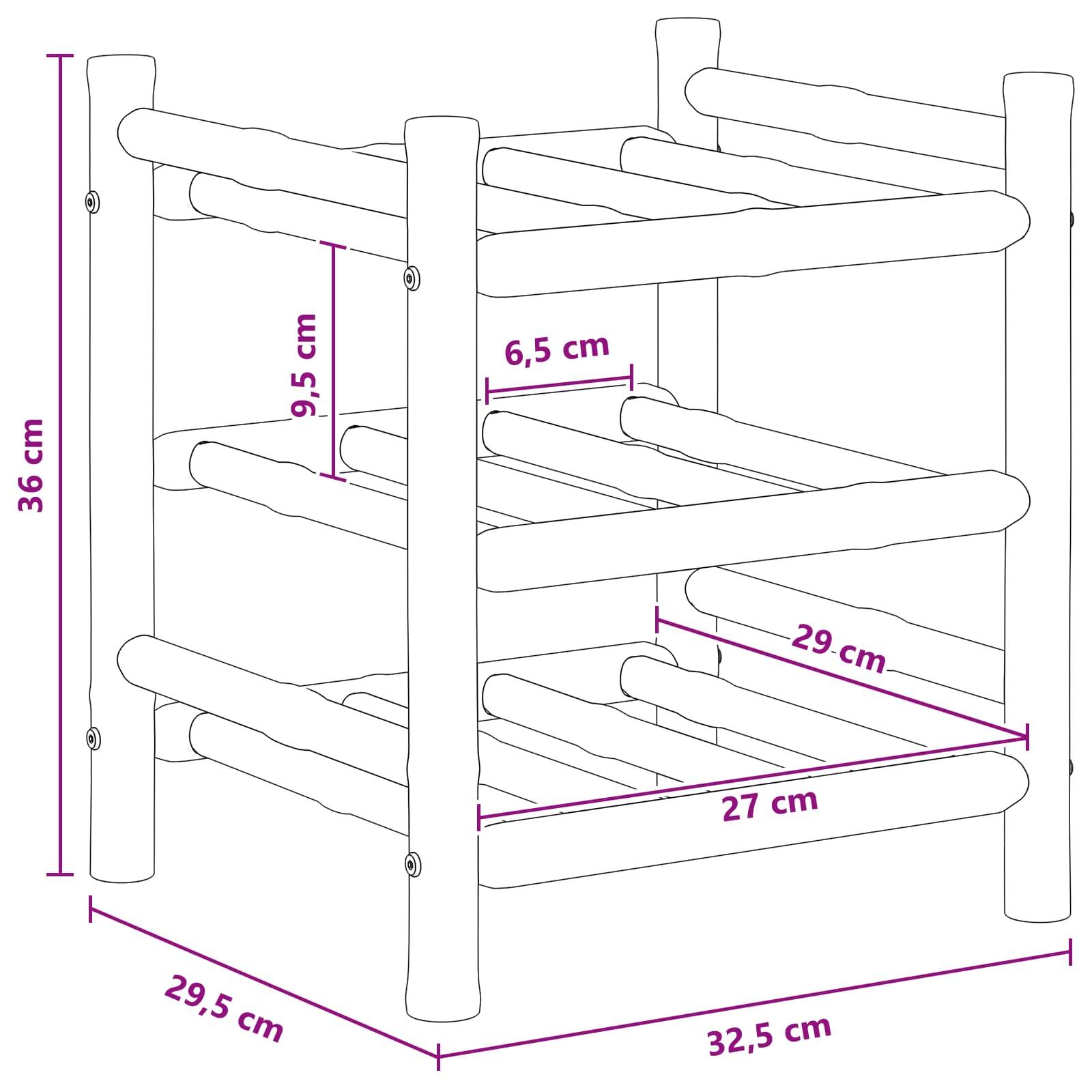 vidaXL Weinregal Natur 32,5 x 29,5 x 36 cm Bambus
