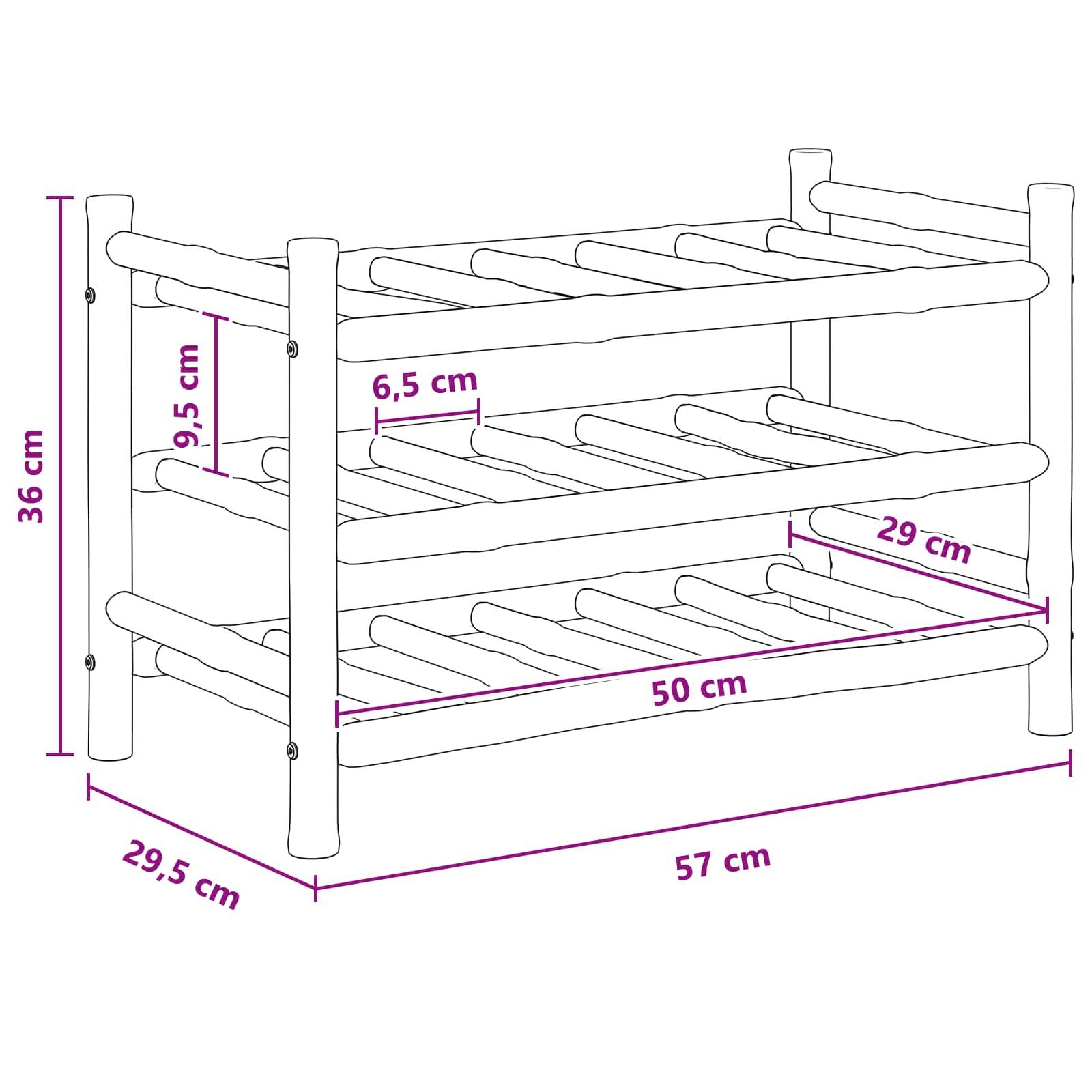 vidaXL Weinregal Natur 57 x 29,5 x 36 cm Bambus