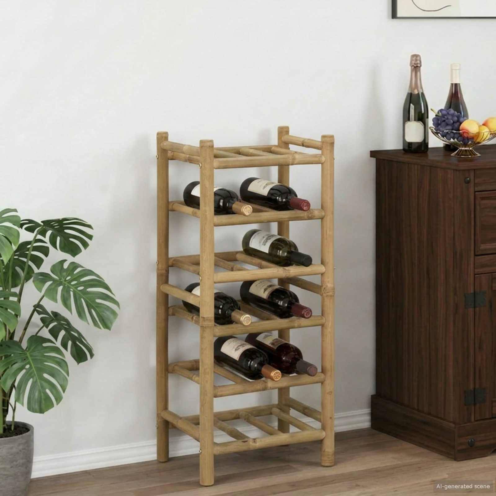 vidaXL Weinregal Natur 32,5 x 29,5 x 72 cm Bambus