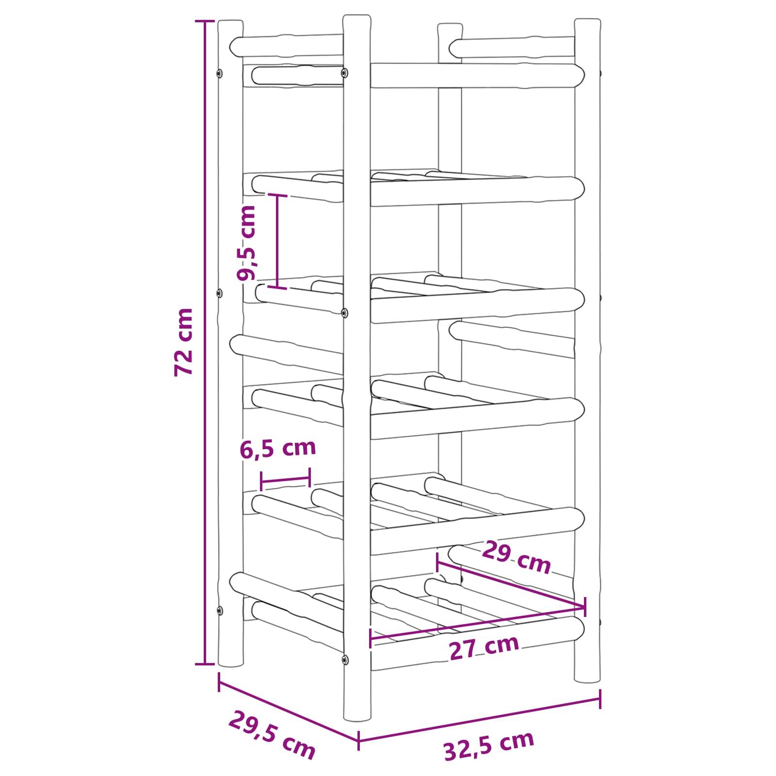 vidaXL Weinregal Natur 32,5 x 29,5 x 72 cm Bambus