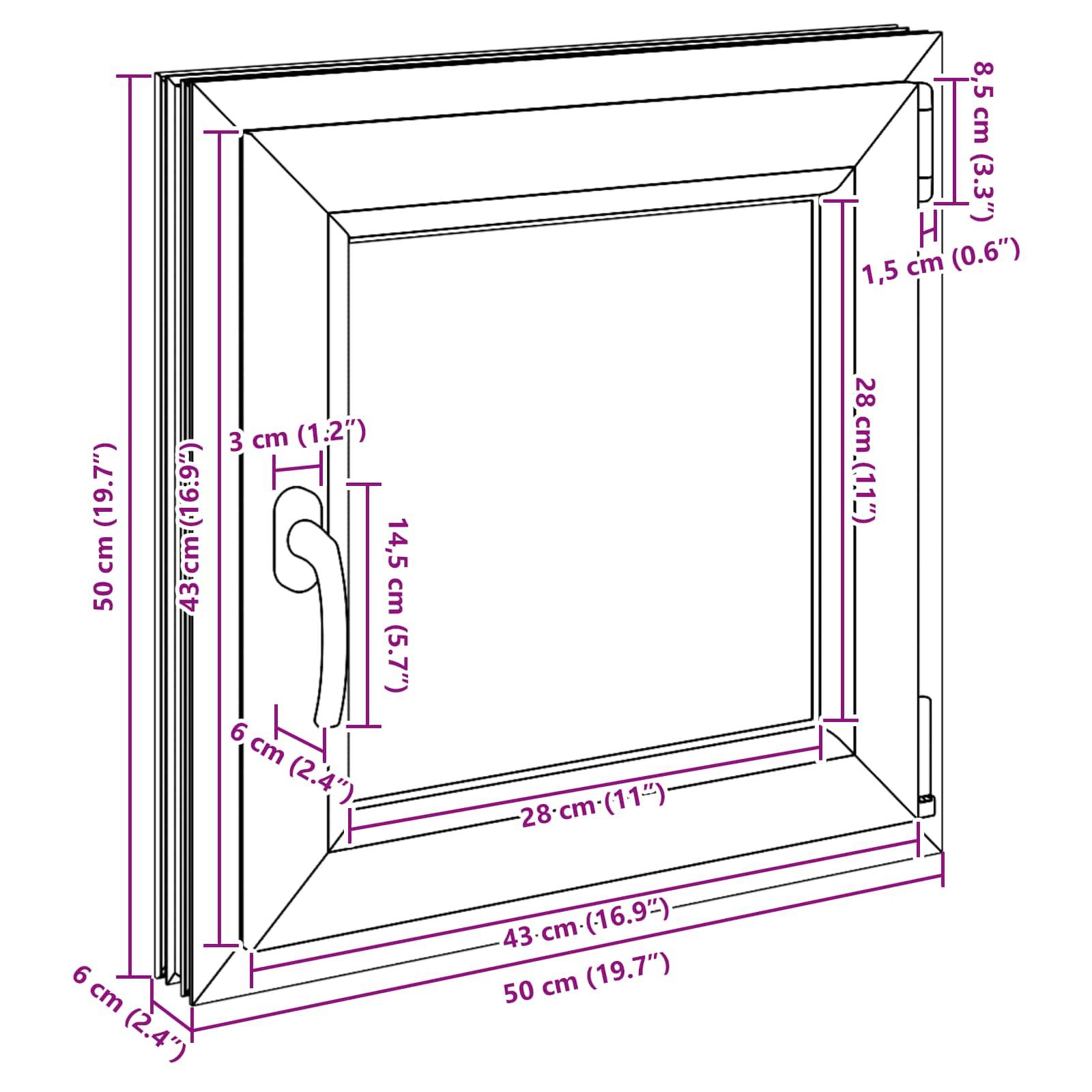 Kellerfenster RISOR Weiß 50 x 50 cm PVC und Glas