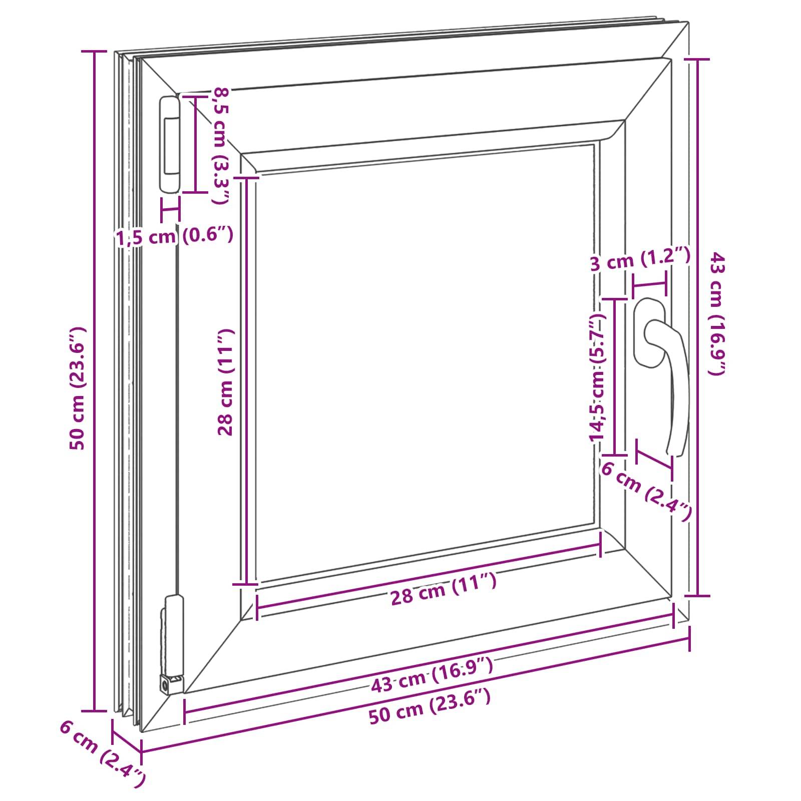 Kellerfenster RISOR Anthrazit 50 x 50 cm PVC und Glas