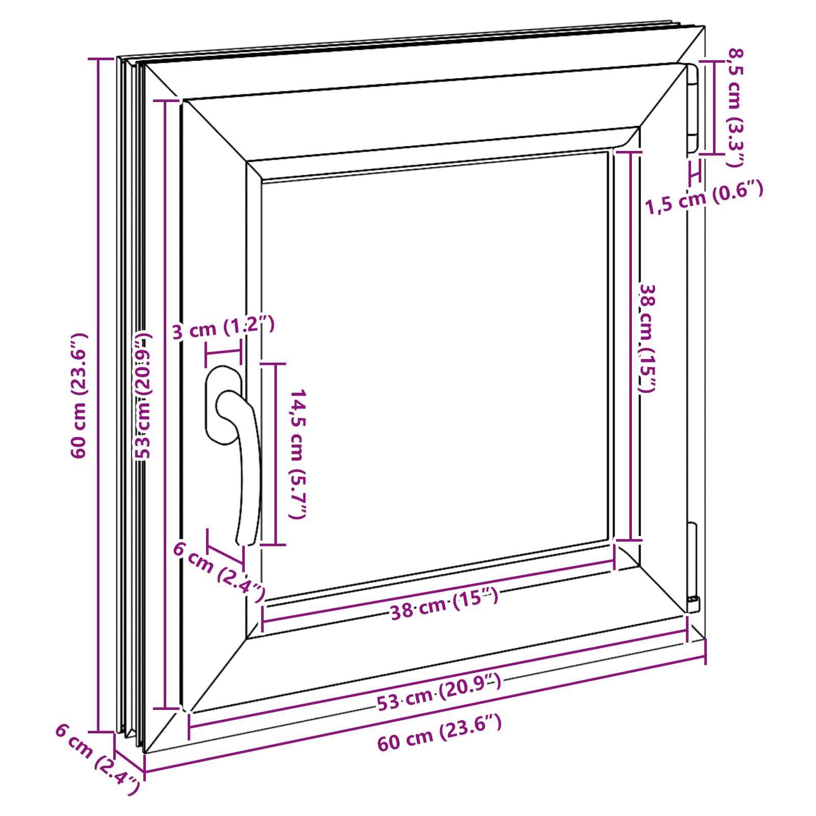 Kellerfenster RISOR Anthrazit 60 x 60 cm PVC und Glas