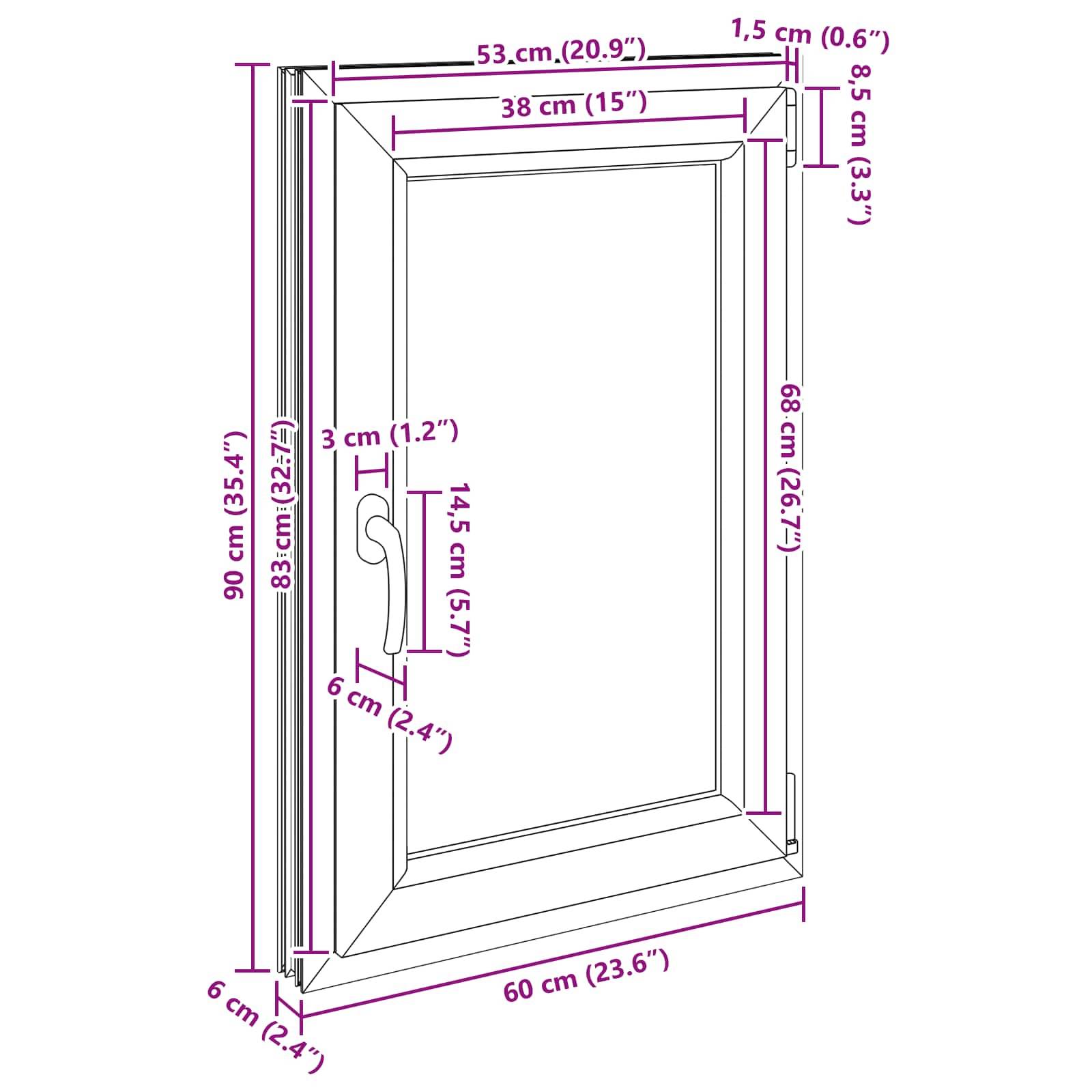vidaXL Kellerfenster RISOR 60 x 90 cm PVC und Glas Weiß
